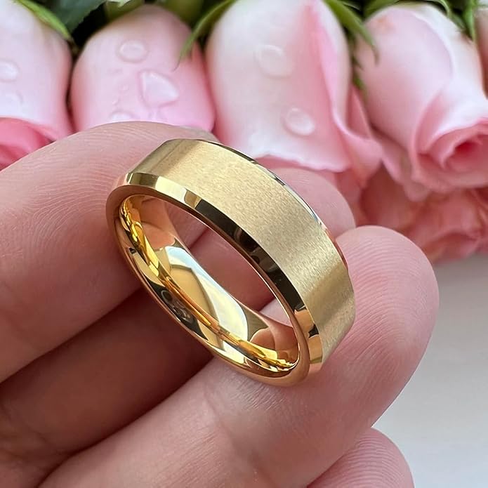 TUTISS 6mm 8mm Tungsten Rings for Men Women Fashion Engagement Wedding Bands Matte Finish Beveled Edges Comfort Fit