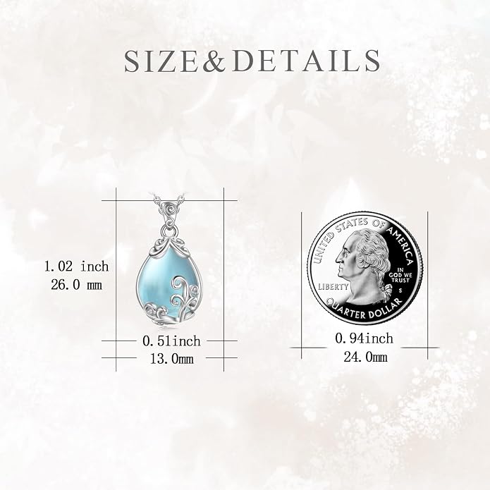 POPLYKE Sterling Silver Gemstone Teardrop Pendant Necklace Crystal Jewelry for Women