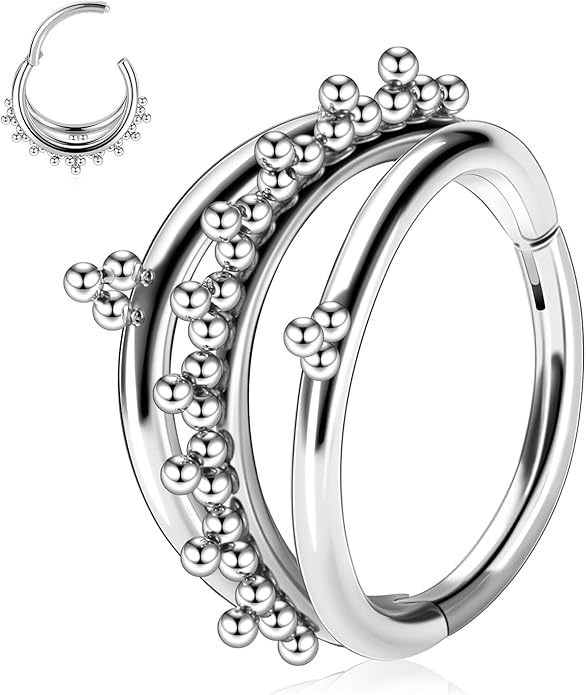 316L Surgical Steel Septum Clicker Ring Nose Ring Hoop Sleeper Hoop Earring Helix Rook Conch Cartilage Daith Tragus Earrings Lobe Nose Piercing Jewelry for Women