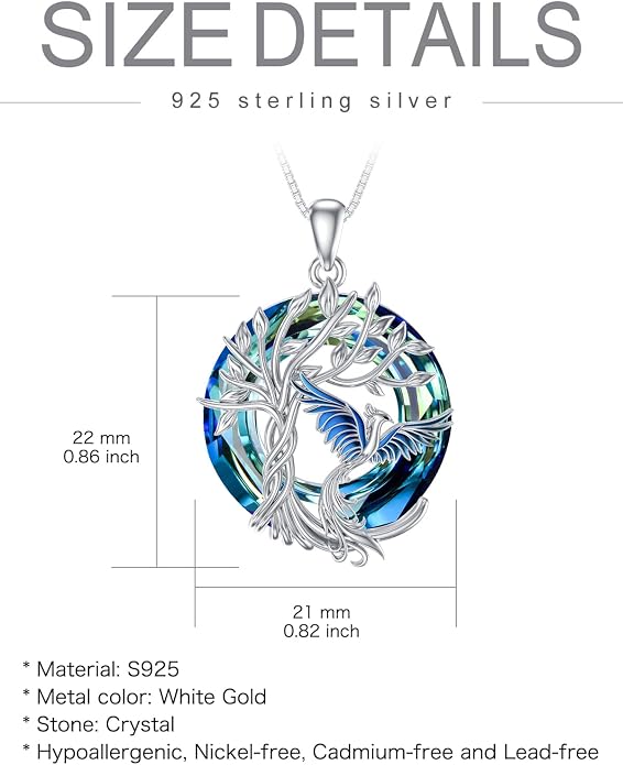 TOUPOP Phoenix Necklace 925 Sterling Silver Crystal Pendant Phoenix Rising Jewelry Women Birthday Mothers Day Gifts for Women