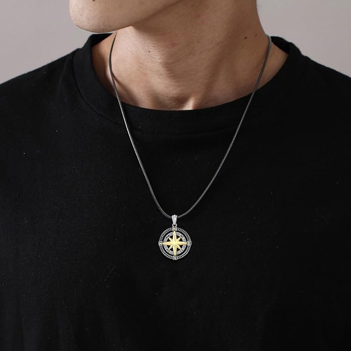 INFUSEU Mythology Pendant Necklaces for Men, Viking Norse Mjolnir Egyptian Anubis Ankh, 22-24 Inch Chain