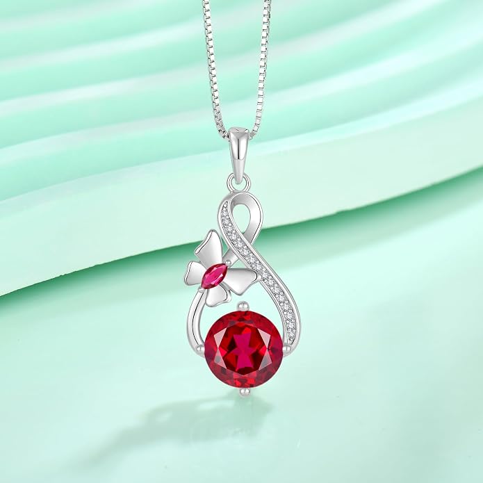 Butterfly Necklaces for Women 925 Sterling Silver Infinity Pendant Necklace Birthstone Jewelry Gifts for Her