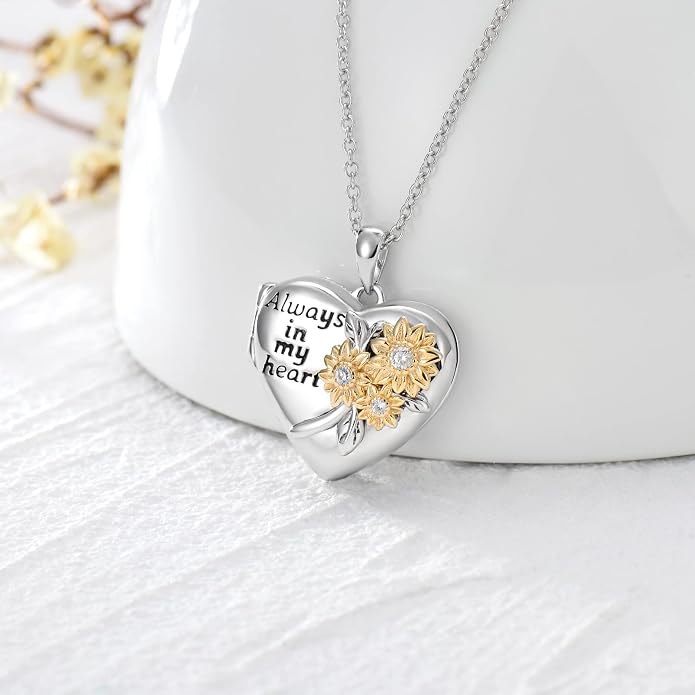 Round/Heart/Oval Shape Locket Necklace That Holds Pictures 925 Sterling Silver Personalized Birthstone Photos Engraved Locket Pendant Birthday Memorial Jewelry Gift for Women