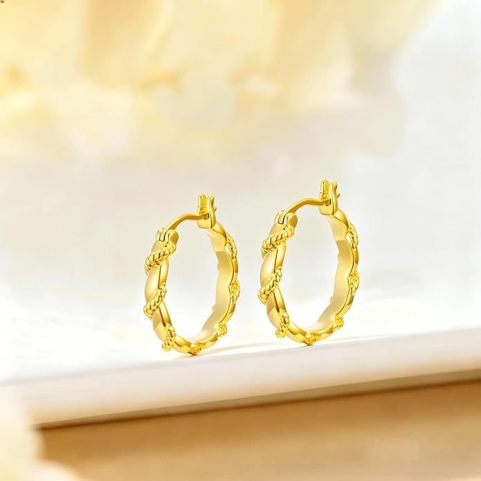 Gold Dainty Hoop Earrings for Women Hypoallergenic Lightweight 14K Gold Huggie Earrings Jewelry Valentines Day Gifts for Wife Girlfriend Her