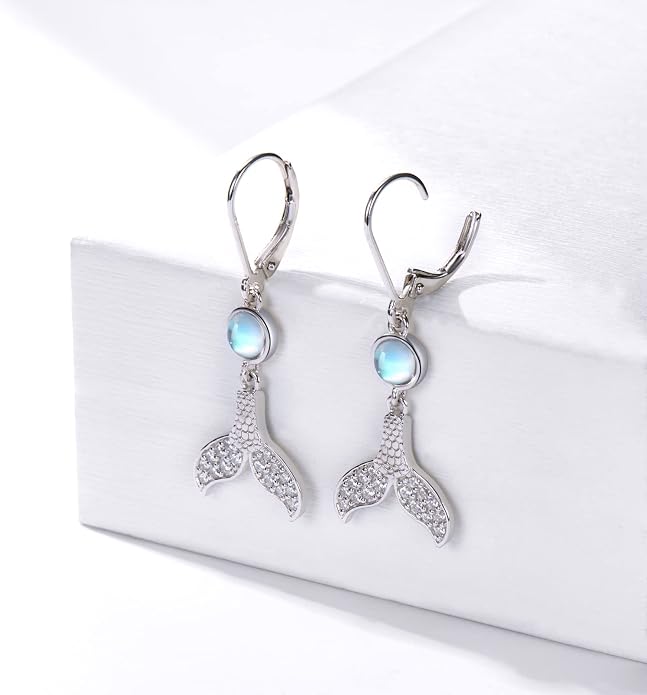 Butterfly/Fan/Mermaid Tail/Dragonfly/Celtic/Moonstone/Black Onyx/Moss Agate Teardrop Drop Dangle Earrings Jewelry Gifts for Women Mom Wife