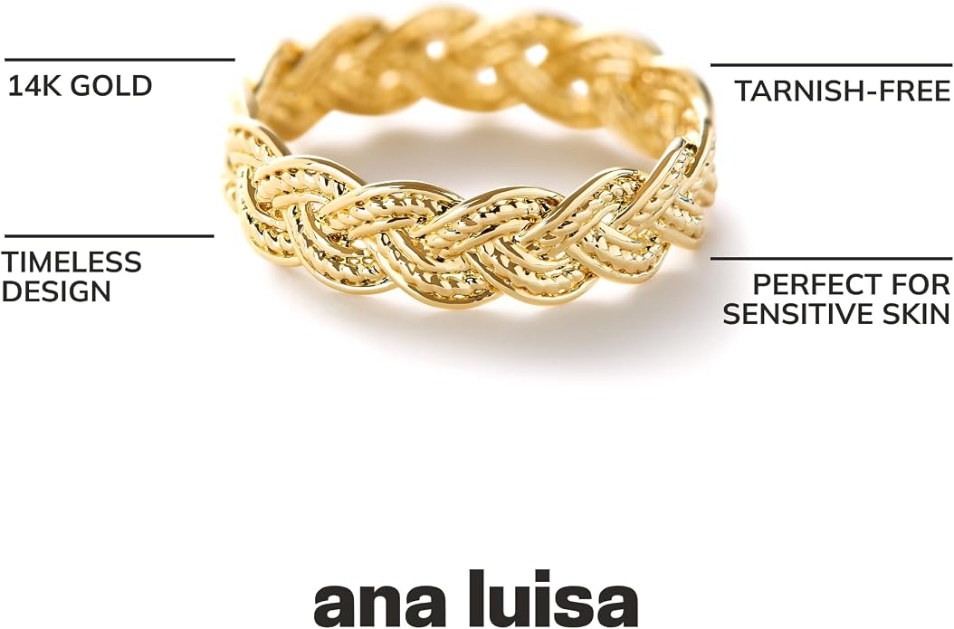 Ana Luisa Gold Rings for Women - 14K Gold Plated Rings for Women Non Tarnish - Trendy Stacking Ring for Daily Wear - Twisted, Heart, Eternity Ring Styles - Hypoallergenic & Water-Resistant Jewelry
