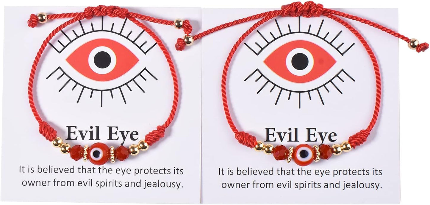 Evil Eye Bracelet For Women Teen Girls Amulet Pink Protection Bracelet Good Luck Adjustable String Bracelet Anklet