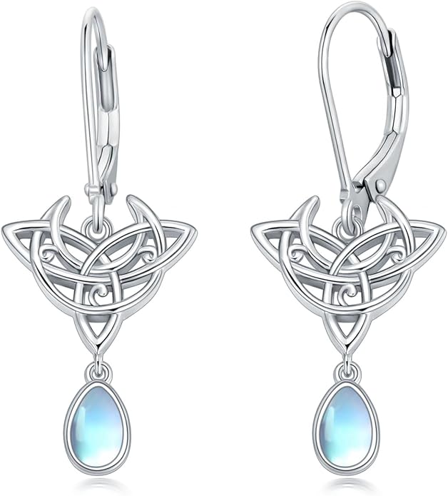 Dorunmo Moonstone Dangle Drop Earrings s925 Sterling Silver Leverback Earrings Filigree Moonstone Jewelry Birthday Gifts for Women