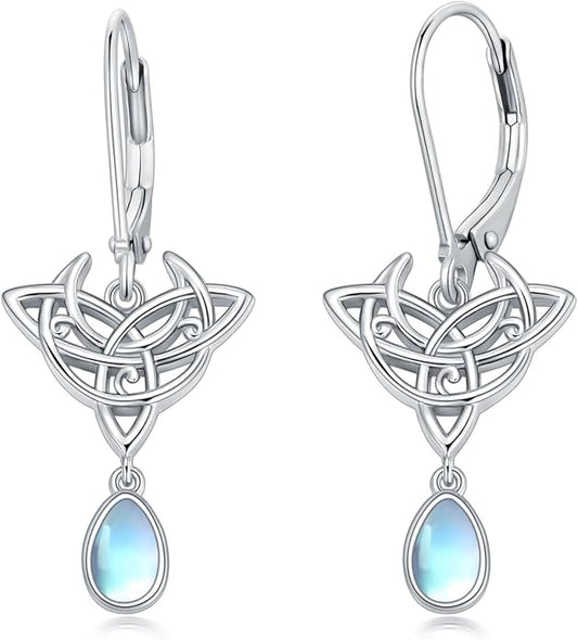 Dorunmo Moonstone Dangle Drop Earrings s925 Sterling Silver Leverback Earrings Filigree Moonstone Jewelry Birthday Gifts for Women