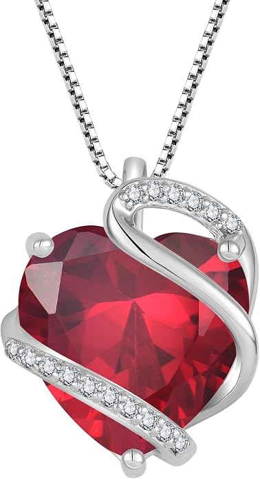 Heart Necklace for Women 925 Sterling Silver Infinity Love Heart Birthstone Necklace Pendant Hypoallergenic Jewelry for Women