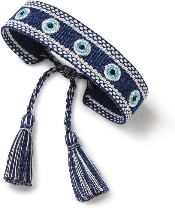 Evil Eye Woven Lover Friendship Bracelets Handmade Adjustable Tassel Friend Gift for Women An Elegant Talisman of Protection and Good Fortune