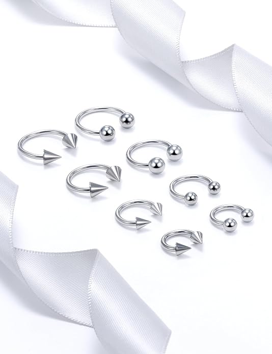20G 18G 16G 14G 12G 8G 6G 4G 2G ASTM F136 Titanium Internal Thread Horseshoe Septum Ring Jewelry Circular Barbell Helix Snug Tragus Rook Daith Cartilage Earring Lip Ring Piercing Jewelry