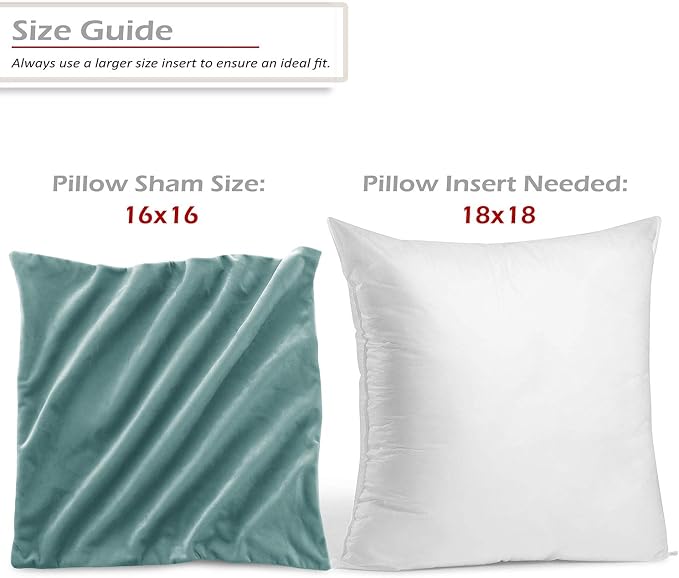 Nestl Throw Pillow Covers, Cozy Velvet Decorative Outdoor Pillow Covers 16 x 16 Inches, Soft Solid Cushion Covers for Sofa, Bed and Car, Set of 2 - Teal