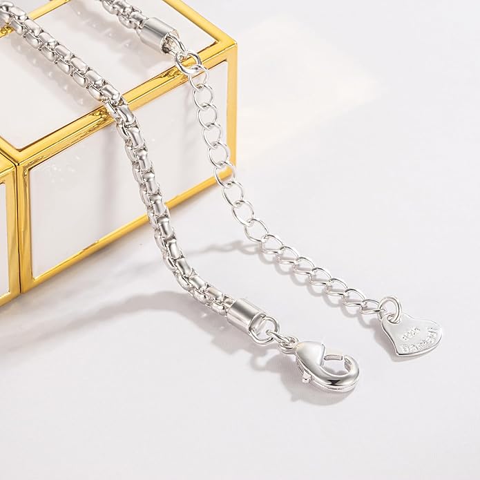 Dankadi Women 925 Sterling Silver Anklets Bracelet Men Simple Chopin/Box Chain/Twist Rope Chain Summer Beach Foot 24k Gold Plated Jewelry Gift