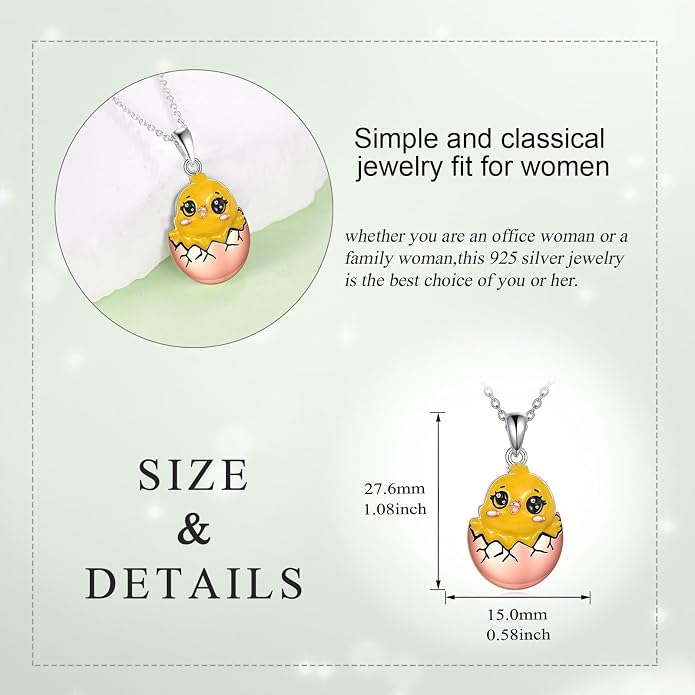 Bat/Cow/Cat/Bunny Necklace 925 Sterling Silver Heart Animal Pendant Necklace for Women