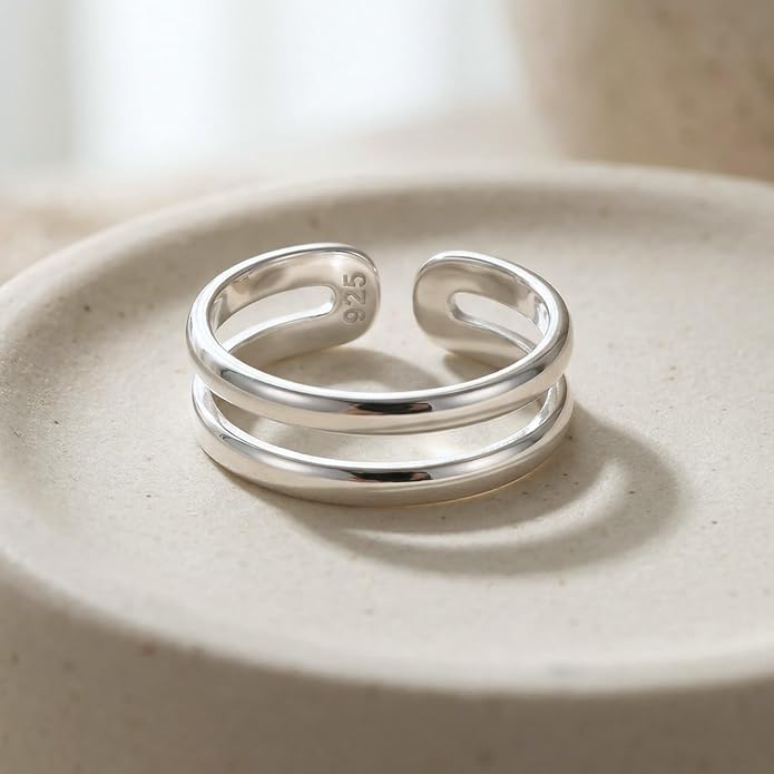 Sterling Silver Toe Ring, Handmade Adjustable Open Band, Minimalist Dainty Summer Beach Foot Jewelry for Women, Can Be Worn as Knuckle or Pinky Ring