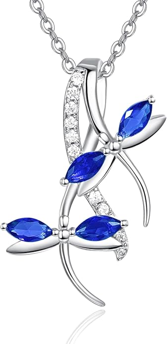 PRAYMOS Dragonfly Gifts 925 Sterling Silver Dragonfly Necklace for Women Dreamy Dragon fly Pendant Dragonflies Jewelry Birthday Gift 18+2" Adjustable Chain