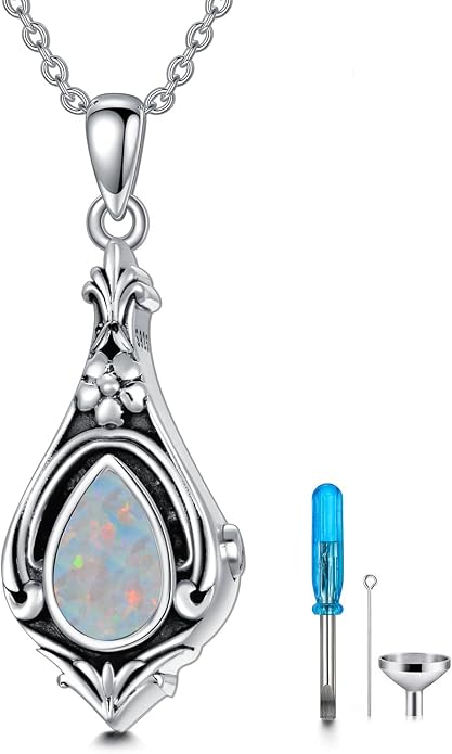 Seiyang Urn Necklace for Ashes 925 Sterling Silver with Birthstone Cremation Jewelry Keepsake Ashes Pendant Necklace Memorial Jewelry for Women Loved One