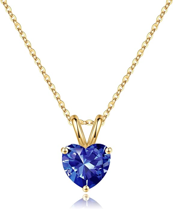 SMILEST Dainty Heart Birthstone Necklace for Women, 925 Sterling Silver Necklace Sparkling Heart Pendant, Anniversary Birthday Gifts for Women Mom Wife Daughter Girlfriend Grandma