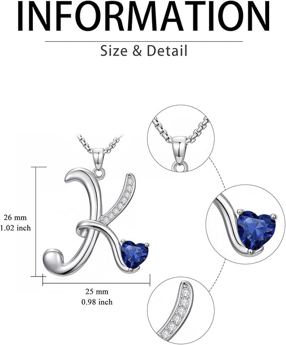 Birthday Gifts for Women Alphabet A to Z Initial Birthstone Pendant Necklaces for Women - 18k White Gold Plated Personalized Name Jewelry Anniversary Graduation Gifts for Wife Her Daughter Girlfriend(with Gift Box)