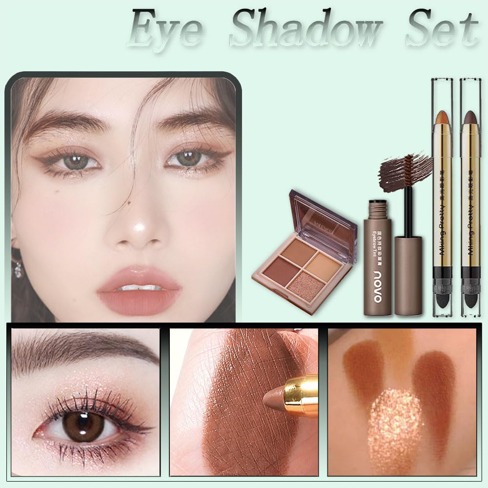 All-In-One And Portable Beginner Makeup Kit, Including Mascara, Eyeshadow Pencil, Eyeshadow Palette, Beauty Brush Set, Eyebrow Shaping Set And Other Props