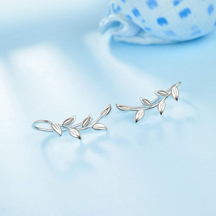 leaf/cherry blossom/purple orchid/celtic knot earrings Ear Climber Crawler Cuff Sterling Silver Wrap Earrings for Women