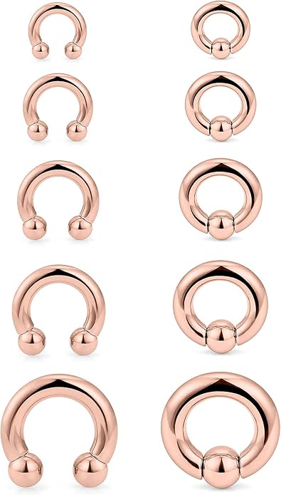 6G 8G 12G 14G 16G PA Ring Horseshoe CBR Circular Barbell 316L Surgical Steel Internally Threaded Pierced Body Jewelry for Women Inner Diameter:10mm 12mm 14mm 16mm