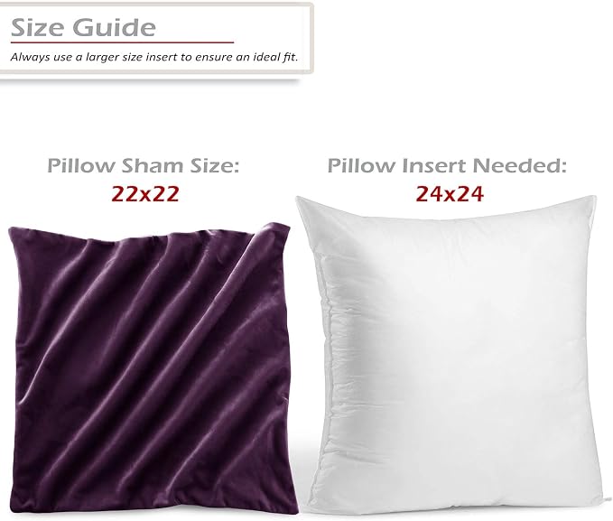 Nestl Throw Pillow Covers, Cozy Velvet Decorative Autumn Pillow Covers 22 x 22 Inches, Soft Solid Couch Pillow Covers for Sofa, Bed and Car, Set of 2 - Eggplant Purple