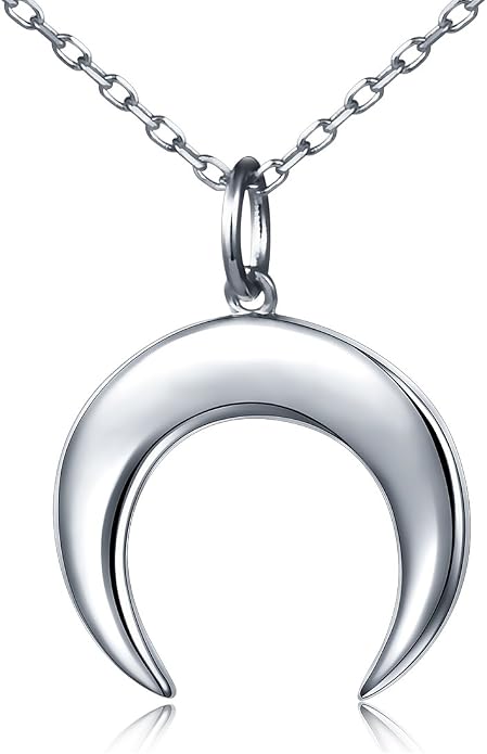 DAOCHONG S925 Sterling Silver Crescent Phases Moon Pendant Necklace for Women Jewelry