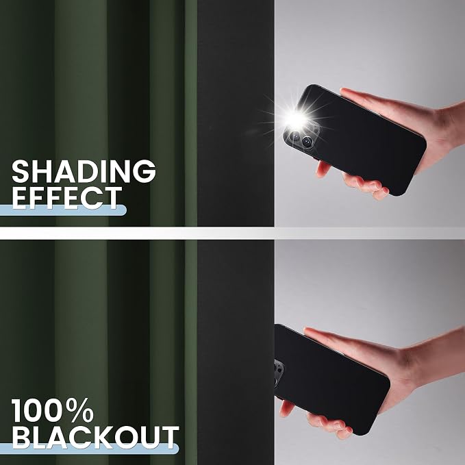 SimpleHome Greyish Green 100% Blackout Curtains Room Darken Living Room 63L | Curtains for Bedroom,Thermal Insulated Grommet Window Drapes,Curtains for Living Room with Black Back,52 x 63 Inch,2 Panels