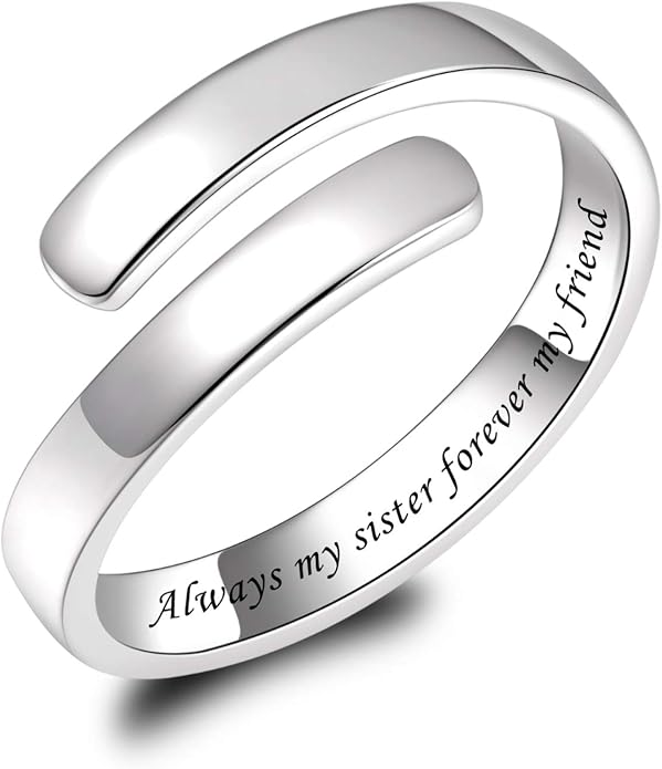 BEILIN 925 Sterling Silver Inspirational Jewelry Rings Adjustable Ring Personality Encouragement Gift for Teens Women