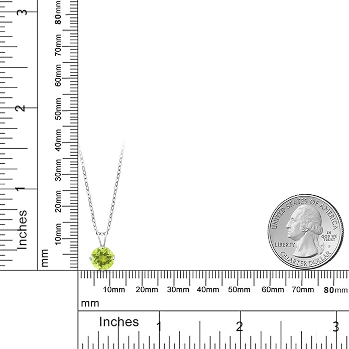 Gem Stone King 7MM Round Gemstone Birthstone Pendant Necklace For Women | 925 Sterling Silver | With 18 Inch Silver Chain | Fine Jewelry Gifts for Women Her Mom Wife