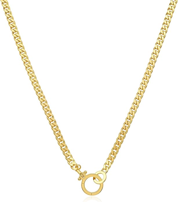 FRUMOS Gold Plated Necklace for Women, Dainty Layered Chain Necklace, Fashion Jewelry for Daily Wear