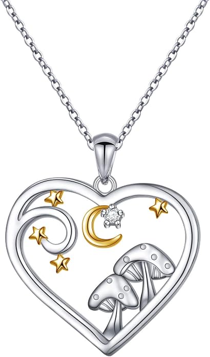 DAOCHONG S925 Sterling Silver Crescent Phases Moon Pendant Necklace for Women Jewelry