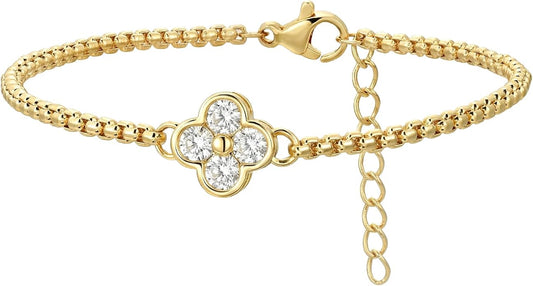Charm Bracelet for Women Gold Trendy Non Tarnish Sideways 14K Gold Plated Simple Dainty Chain Jewelry Gift
