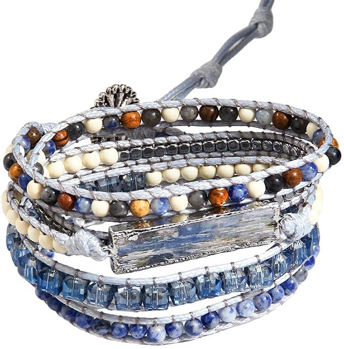 Women Wrap Bracelets Boho Natural Stone Jasper Turquoises Strand Bracelet Jewelry Collection