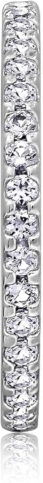 Amazon Essentials Platinum or Gold Plated Sterling Silver All-Around Band Ring set with Round Infinite Elements Cubic Zirconia