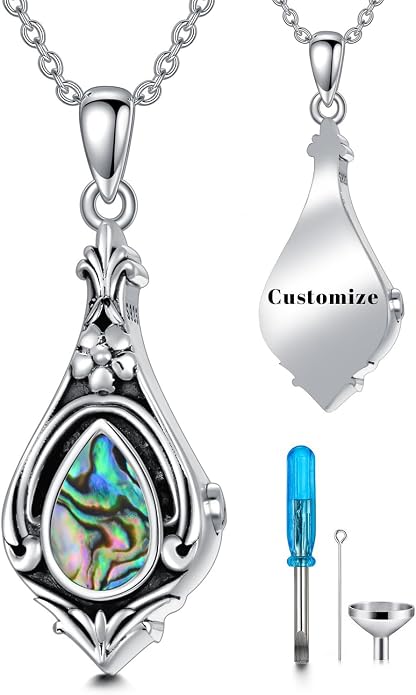 Seiyang Urn Necklace for Ashes 925 Sterling Silver with Birthstone Cremation Jewelry Keepsake Ashes Pendant Necklace Memorial Jewelry for Women Loved One