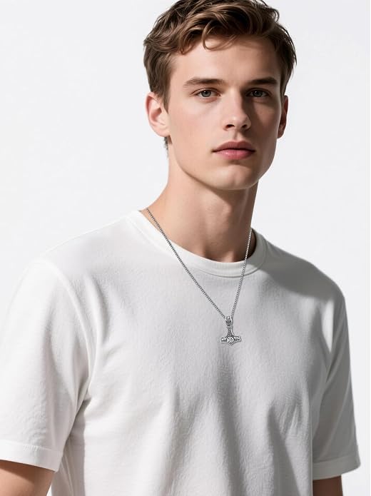 Norse Viking Thor Hammer Necklace 925 Sterling Silver Nordic Mjolnir Necklace Viking Talisman Jewelry Gift for Men