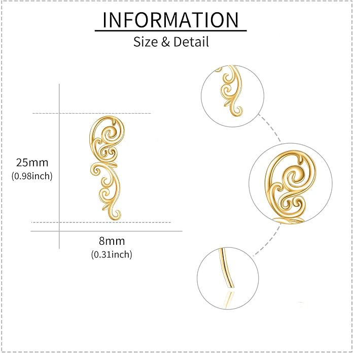 Ear Climbers Earrings for Women Sterling Silver Vintage Ear Crawler Earrings Jewelry Gifts for Women