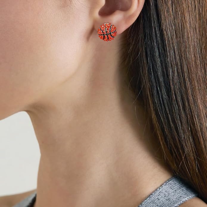 Sports Earring Set for Women Multi Pairs Assorted Multipack - Stud Earrings Jewelry Gift for Sports Mom Football, Baseball, Basketball, Soccer Team