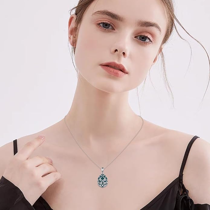AXELUNA Fox Necklace Sterling Silver Easter Egg Necklace Fox Pendant Animal Jewelry Gifts for Women Girls Birthday Graduation Gift