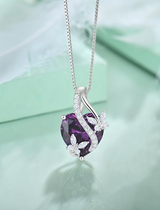 Butterfly Necklaces for Women Sterling Silver Infinity Heart Pendant Birthstone Jewelry Gift with 14k Yellow Gold/Rose Gold Plated