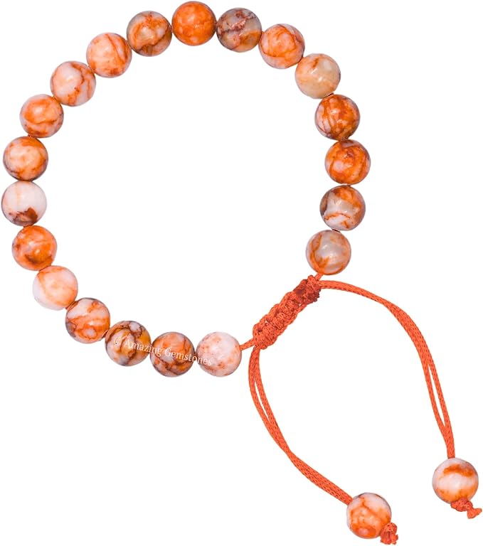 Amazing Gemstone Red Picasso Jasper Bracelet for Women Men's Gifts - Protection Healing Crystal Bracelet - 8mm Gemstone Beaded Adjustable Bracelet Pulseras para Hombres Mujer Stocking Stuffers