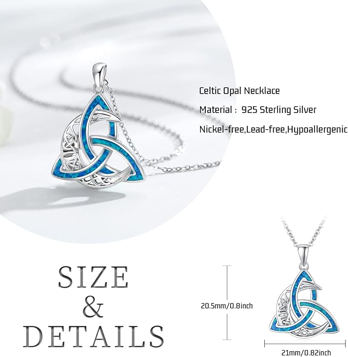 CHENGHONG Celtic Moon Necklace for Women 925 Sterling Silver Celtic Knot Moonstone Pendant Necklace Crescent Irish Necklaces Celtics Jewelry Gift for Women Men