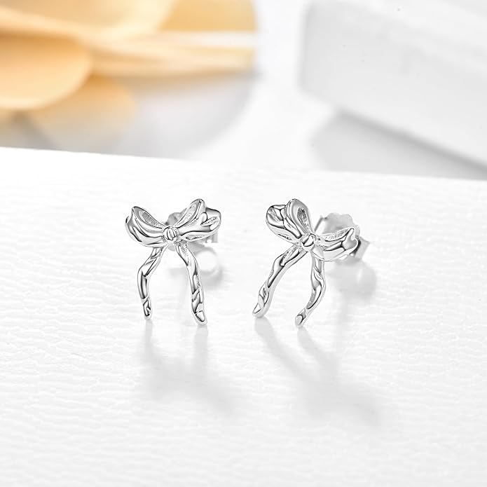 Palpitate Bow Earrings 925 Sterling Silver Women's Earrings Bow Jewelry Birthday Anniversary Christmas