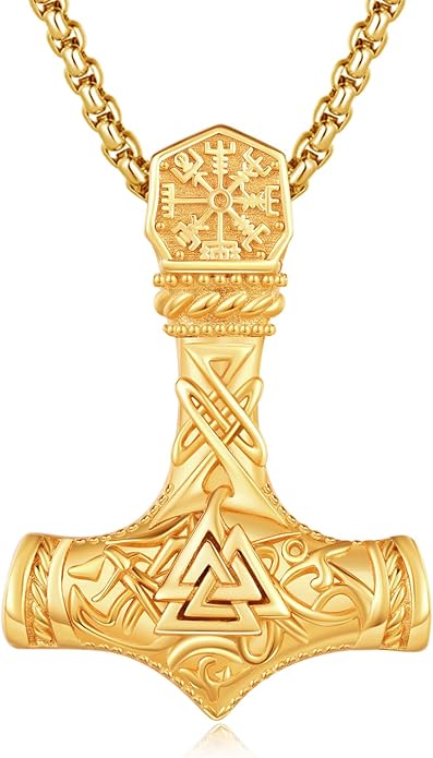 925 Sterling Silver Viking Norse Mjolnir Thor Hammer Pendant Amulet Necklaces with Gifts Box