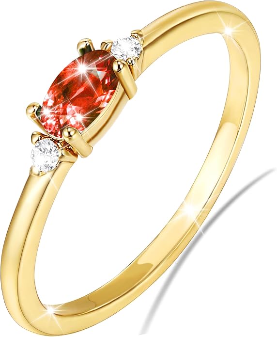 Lunvky 14k Gold Plated Birthstone Rings for Women Teen Dainty Stackable Pinky Rings Non Tarnish CZ Emerald Green Gemstone Thumb Finger Band Ring Cute Jewelry Birthday Gift Size 6-11