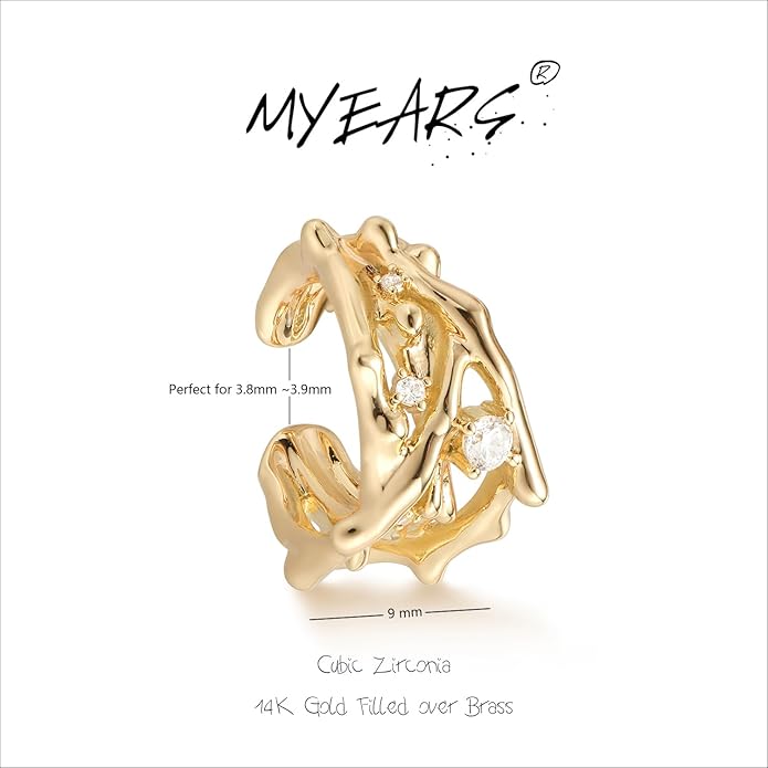 MYEARS Women Ear Cuff Earring Gold Non Pierced Ear Cartilage Clip on Wrap Hoop 14K Gold Filled Tiny Boho Beach Simple Minimalist Delicate Handmade Hypoallergenic Jewelry Gift-Sold as Single/Pair