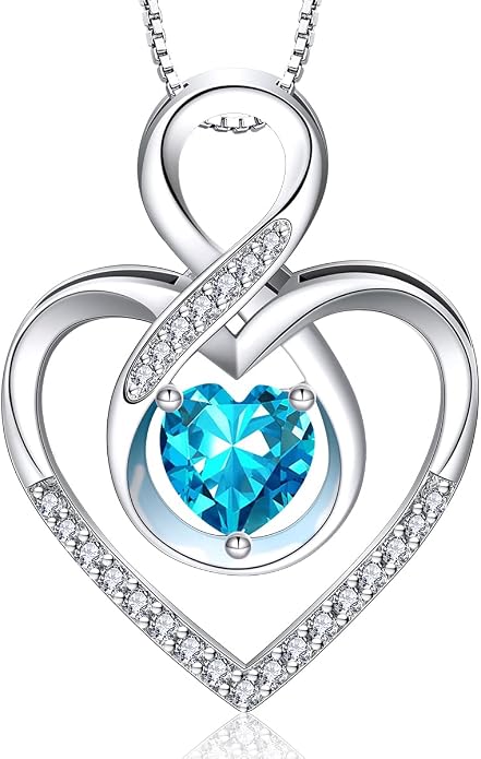 RIVIKO Infinity Heart Symbol Necklace for Women 925 Sterling Silver Love Heart Pendant Mothers Day Anniversary Birthday Christmas Jewelry Gifts for Women Mom Wife Sister Her Friends